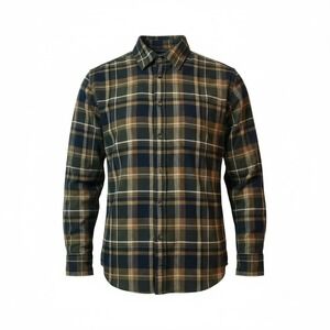 Eddie Bauer Plaid Flannel Shirt Long Sleeve Button Up Green Brown Navy Men S